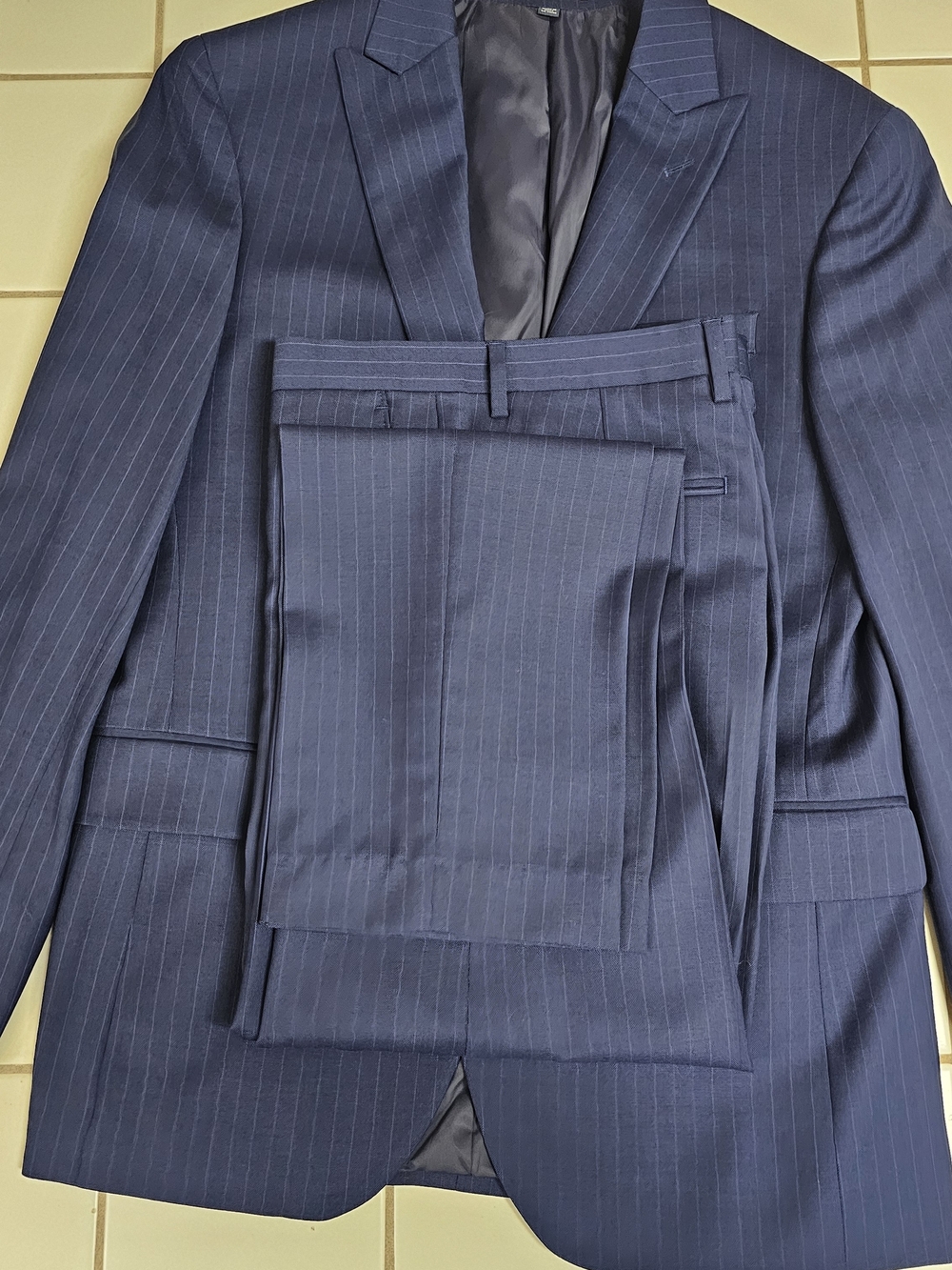 Wool Navy Pinstripe Suit - Two-Piece Set 40R